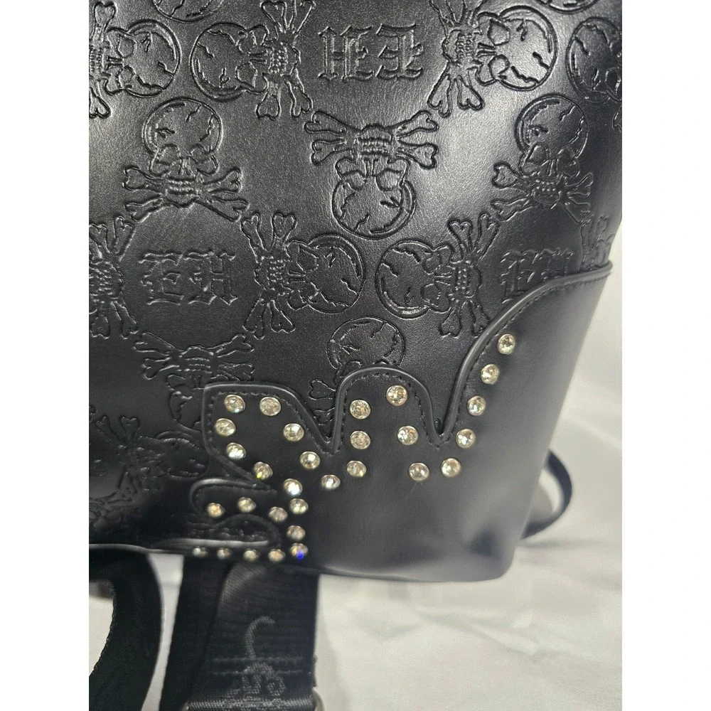 Ed Hardy backpack Black Embossed Skull‎ Rhinestone Convertible nwt Bag Rocker